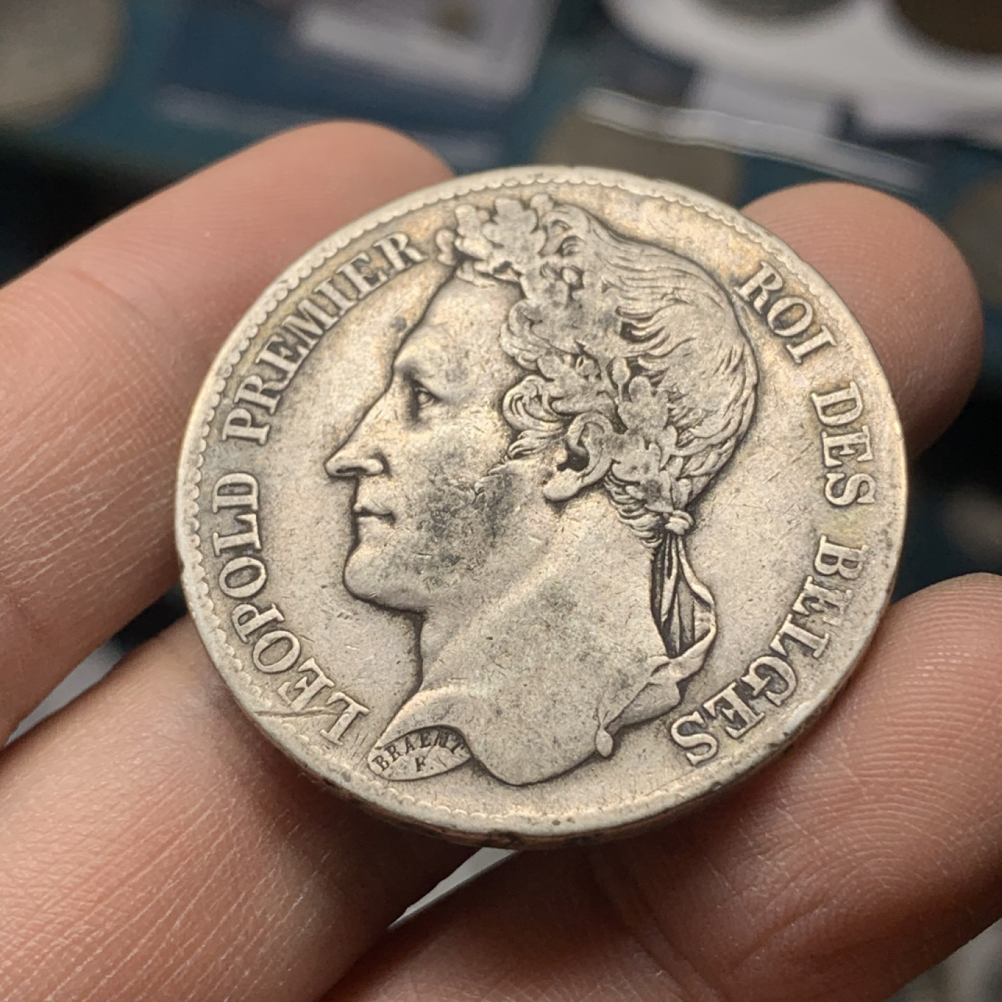 《竞宝斋》钱币微拍-第16场-本周日，周一2场连拍（全场顺丰包邮） 比利时1833年 稀少年份 花冠 利奥波特一世 5法郎大银币