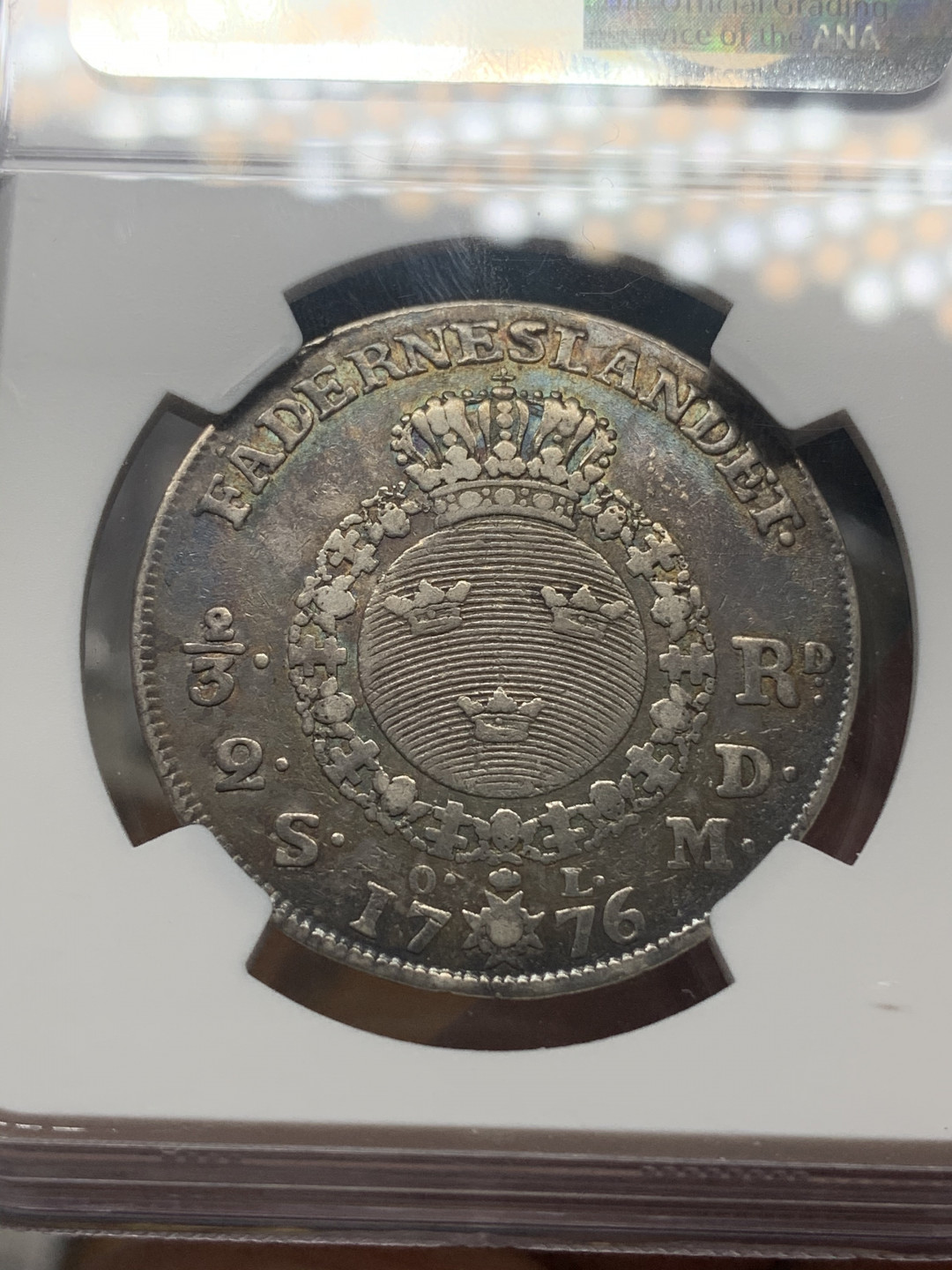 《竞宝斋》钱币微拍-第16场-本周日，周一2场连拍（全场顺丰包邮） 瑞典 古斯塔夫 三世  1776年  2/3 达勒 银币 稀少面值