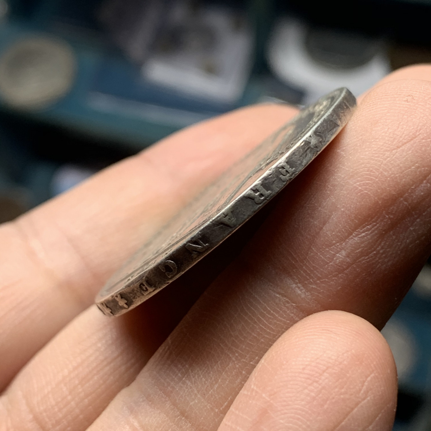 《竞宝斋》钱币微拍-第16场-本周日，周一2场连拍（全场顺丰包邮） 法国 1875年  大力神5法郎 大银币 较少年份 原味包浆