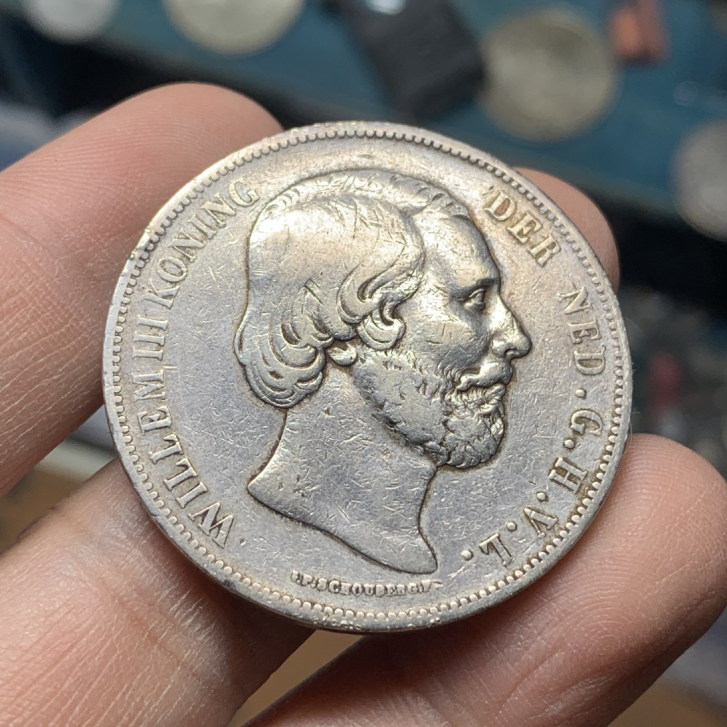 《竞宝斋》钱币微拍-第16场-本周日，周一2场连拍（全场顺丰包邮） 荷兰 1872年 威廉三世 2.5盾 大银币 945超高含银量