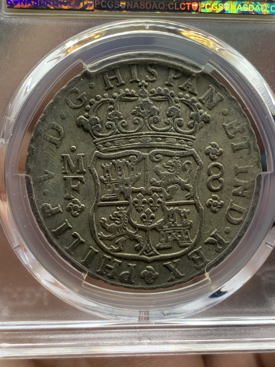 《竞宝斋》钱币微拍-第16场-本周日，周一2场连拍（全场顺丰包邮） PCGS-AUD 墨西哥 1743  8 里亚尔  地球  热门大银币      原味深打