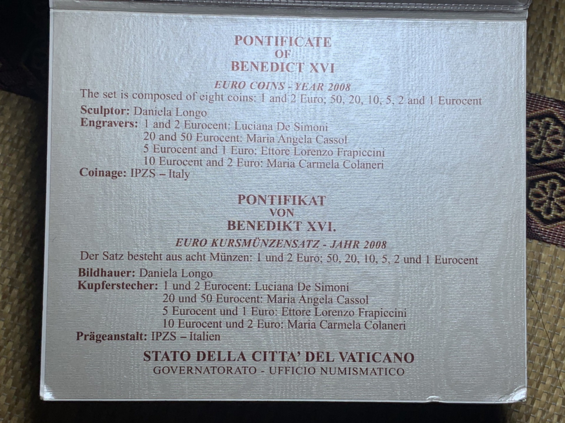 《竞宝斋》钱币微拍-第16场-本周日，周一2场连拍（全场顺丰包邮） 梵蒂冈2008年原封套币