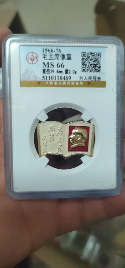 精品公博评级毛主席像章专场 - 公博评级毛主席像章—为人民服务，精品小异形章，非常有创意的一枚章，
