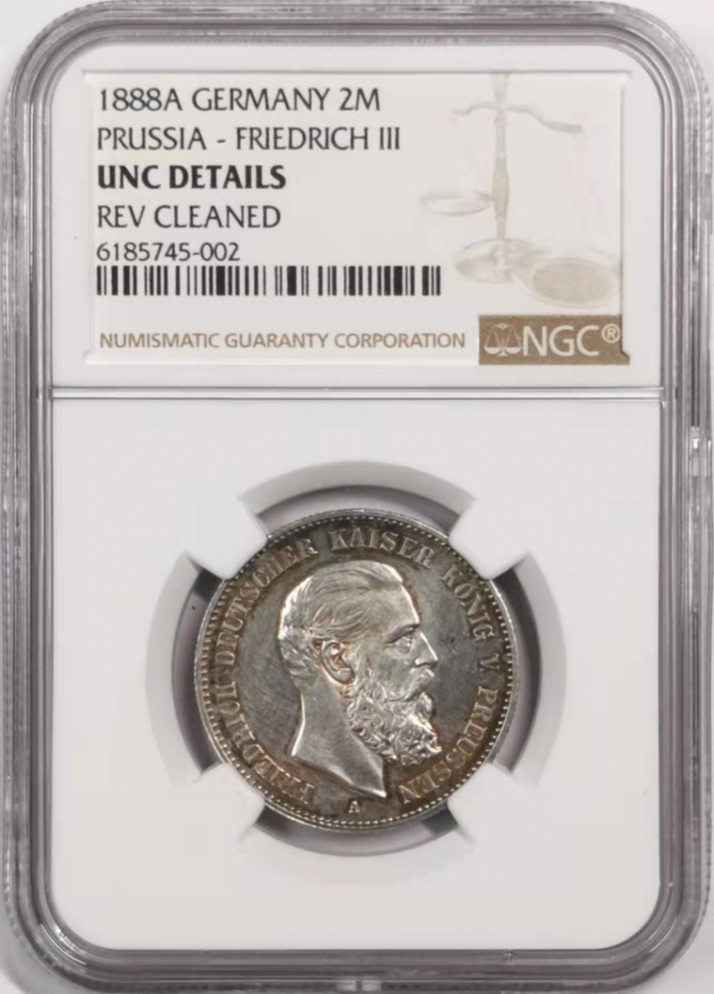 凡希社世界钱币微拍第一百七十九期 1888普鲁士2马克短翅NGC-UNCD