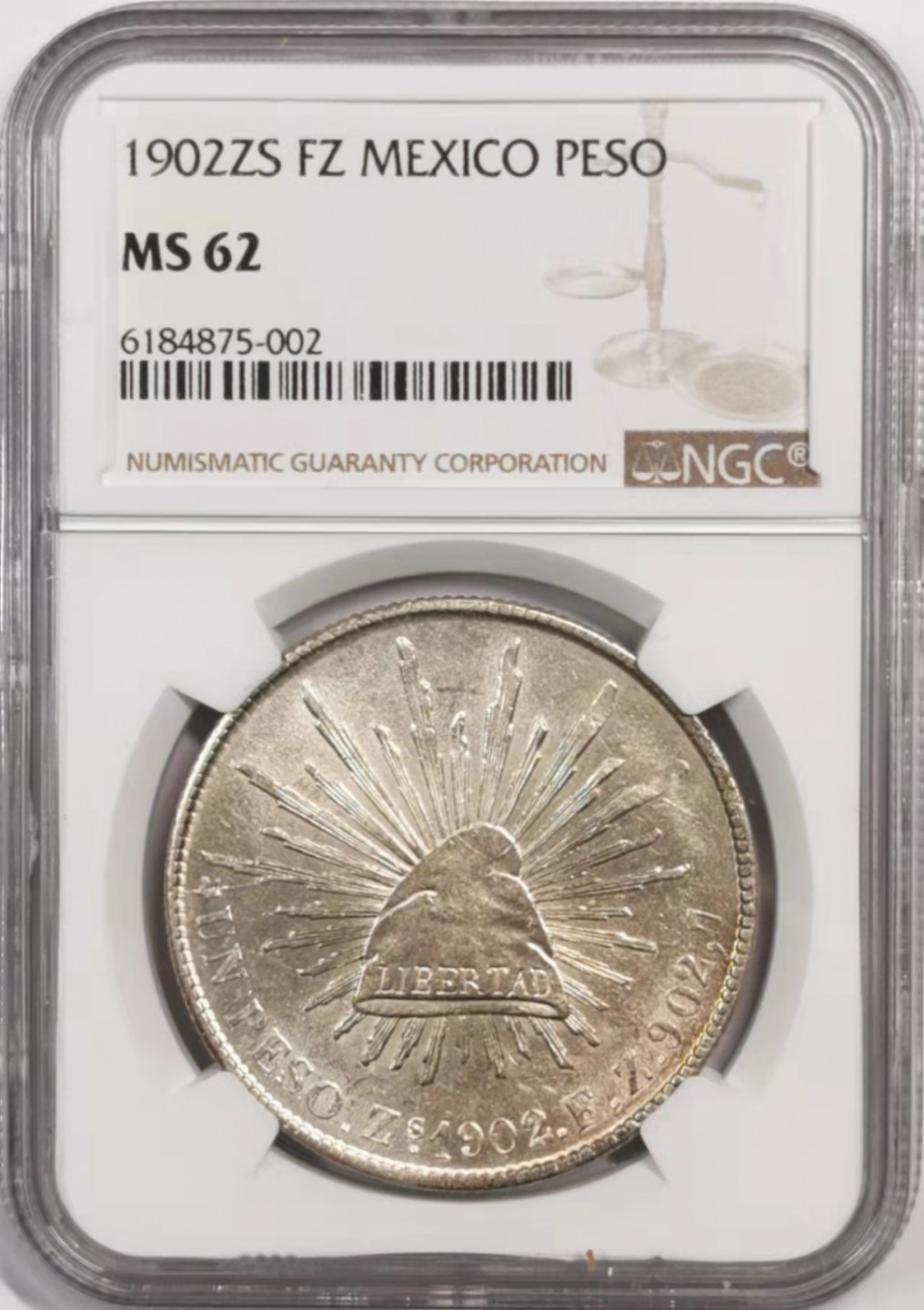 凡希社世界钱币微拍第一百七十九期 1902ZS墨西哥直边鹰洋NGC-MS62