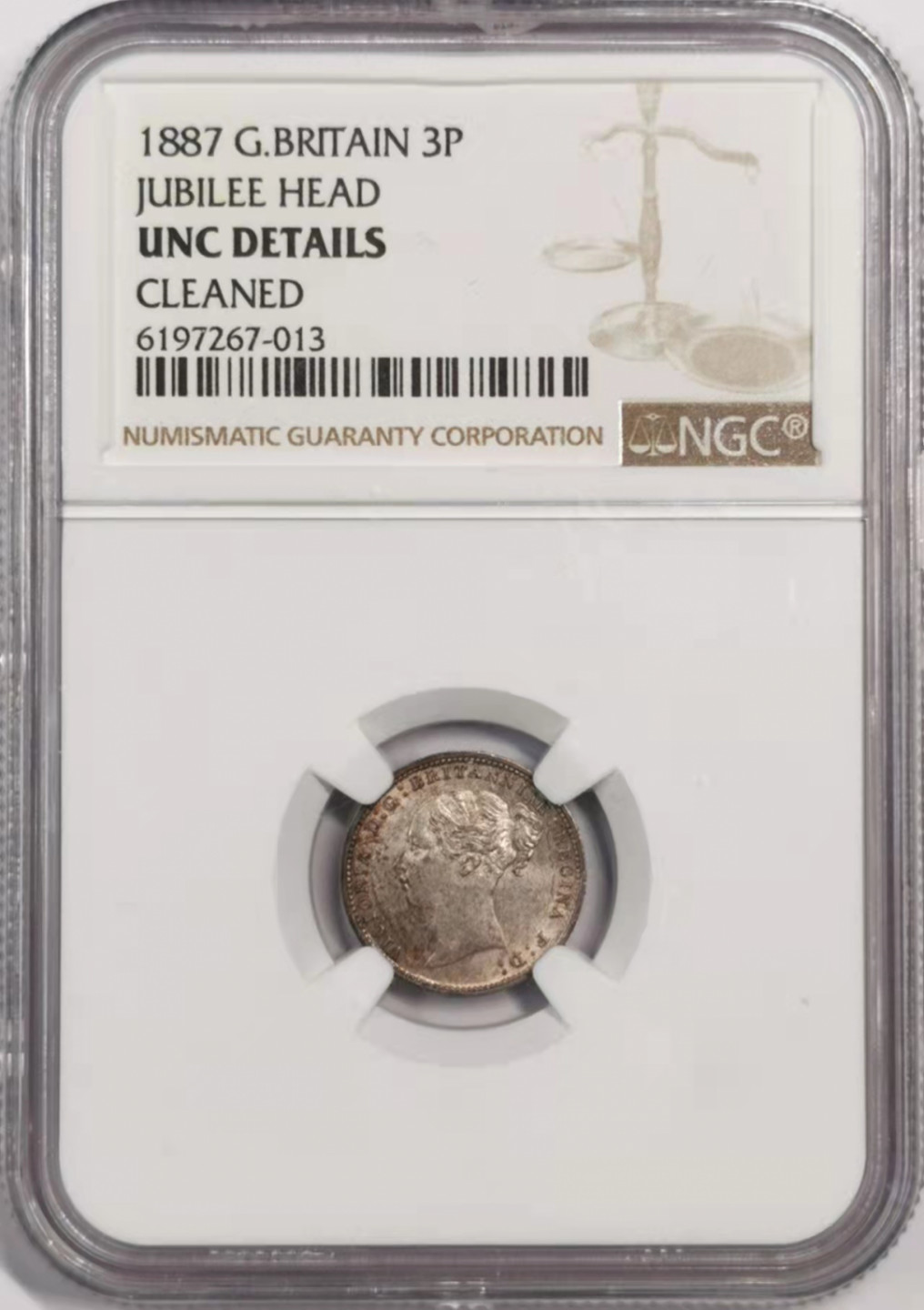凡希社世界钱币微拍第一百七十九期 1887英国小维3d银币NGC-UNCD