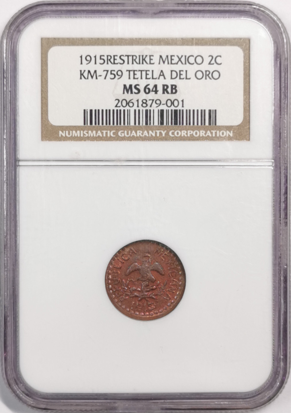 凡希社世界钱币微拍第一百七十九期 1915墨西哥2分NGC-MS64