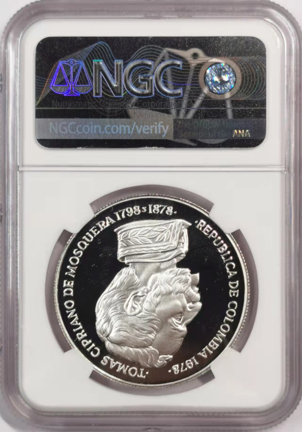 凡希社世界钱币微拍第一百七十九期 1978哥伦比亚鳄鱼精铸大银NGC-PF68UC