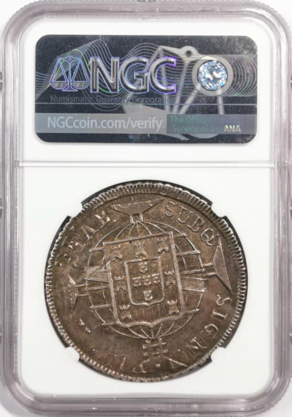 凡希社世界钱币微拍第一百七十九期 1821R巴西帝国960里斯大银NGC-AU50好味道！