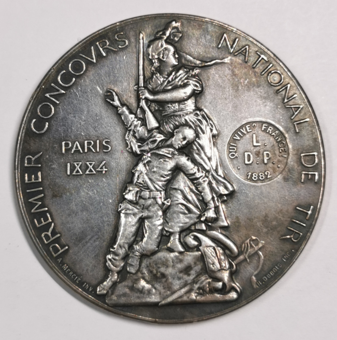 凡希社世界钱币微拍第一百七十九期 1884巴黎全法射击比赛纪念大银章AU