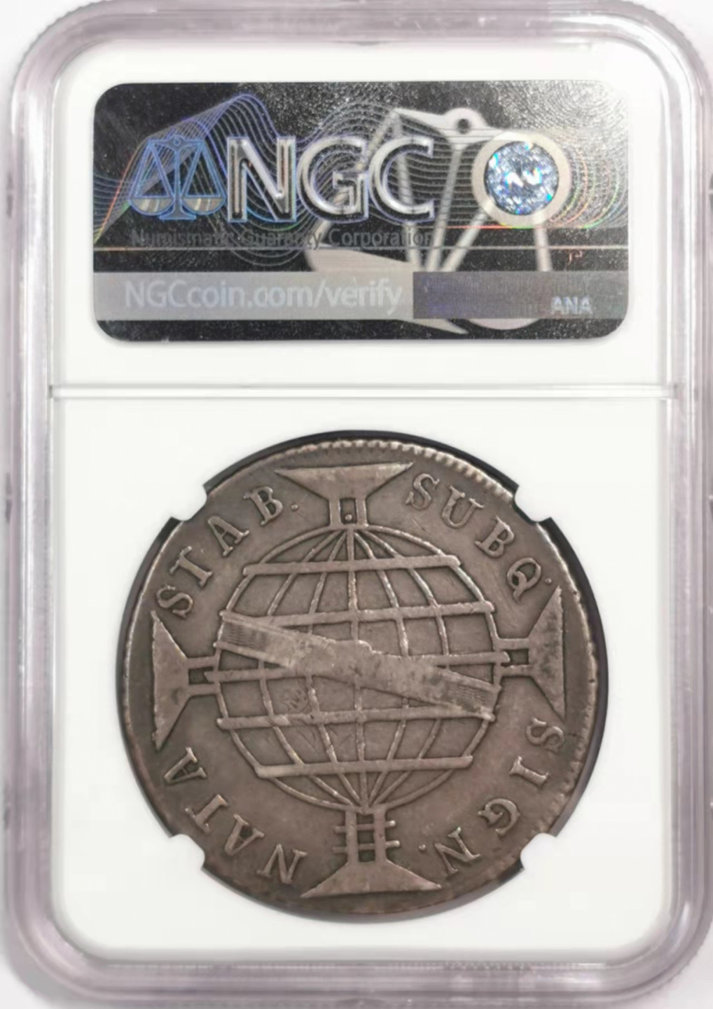 凡希社世界钱币微拍第一百七十九期 1816B葡属巴西960里斯大银NGC-VFD原味品