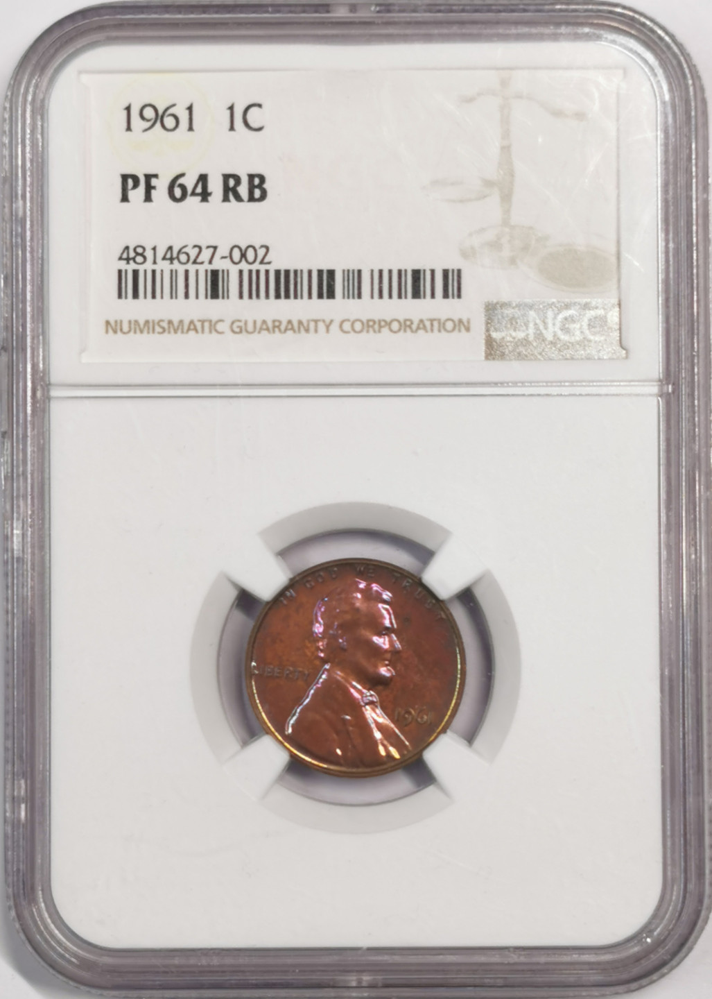 凡希社世界钱币微拍第一百七十九期 1961美国林肯1分精铸NGC-PF64RB