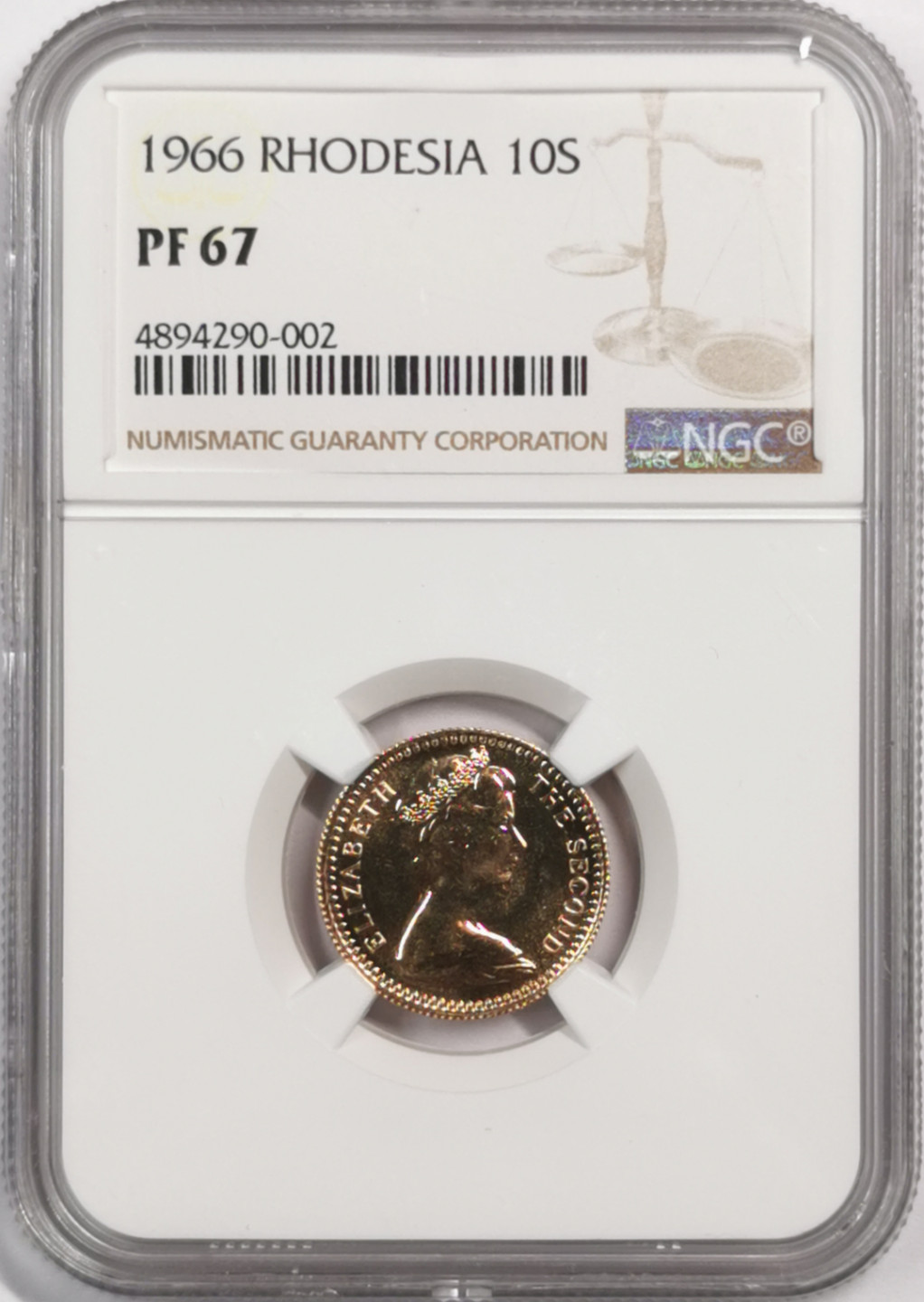 凡希社世界钱币微拍第一百七十九期 荐！1966英属罗德西亚10先令金币NGC-PF67稀少！