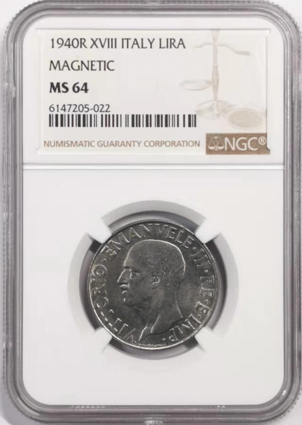 凡希社世界钱币微拍第一百七十九期 1940意大利里拉NGC-MS64