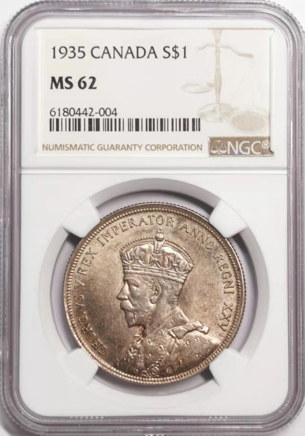 凡希社世界钱币微拍第一百七十九期 1935加拿大乔五壹圆NGC-MS62