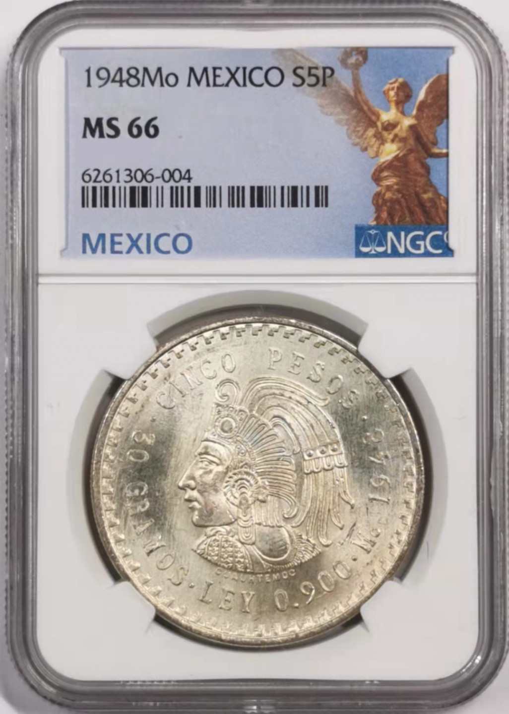 凡希社世界钱币微拍第一百七十九期 1948mo墨西哥印第安头像5比索大银NGC-MS66
