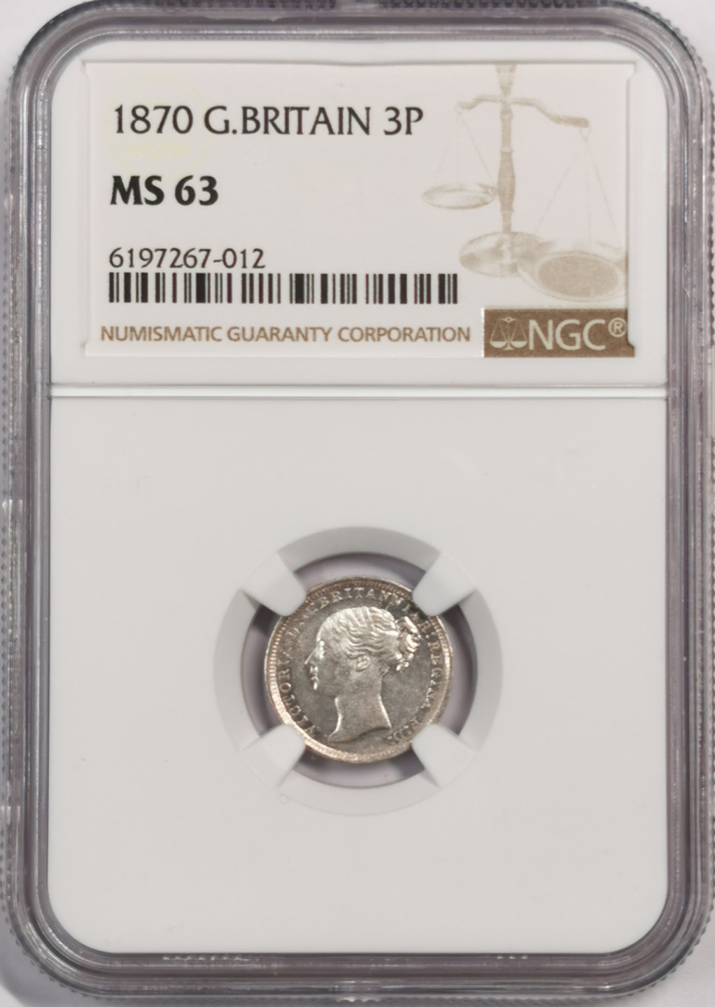 凡希社世界钱币微拍第一百七十九期 1870英国小维3d银币NGC-MS63