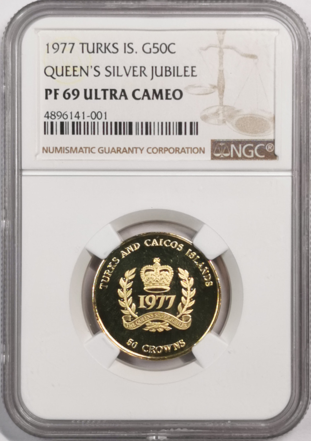 凡希社世界钱币微拍第一百七十九期 1977特克斯凯克斯50克朗精铸金币NGC-PF69UC