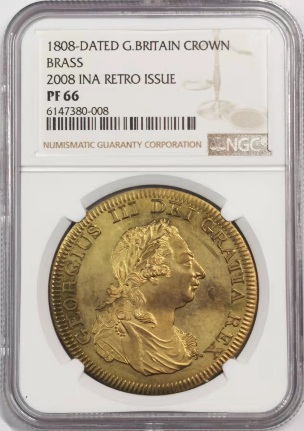 凡希社世界钱币微拍第一百七十九期 1808英国乔三克朗后铸NGC-PF66