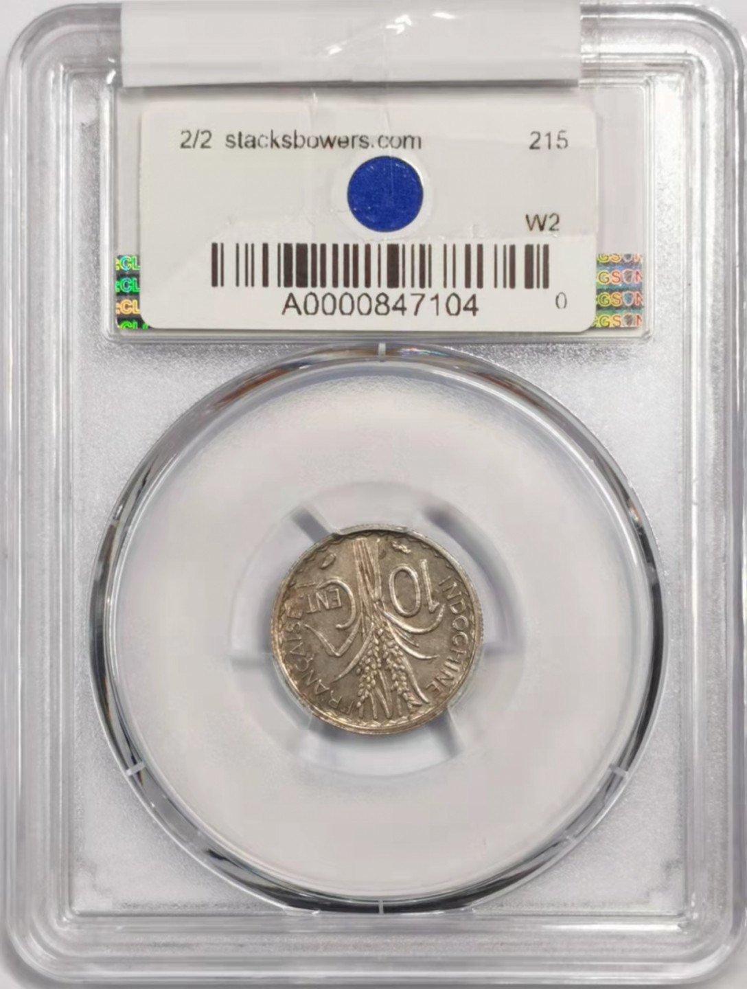 凡希社世界钱币微拍第一百七十九期 1939法属印度支那10分PCGS-AU58