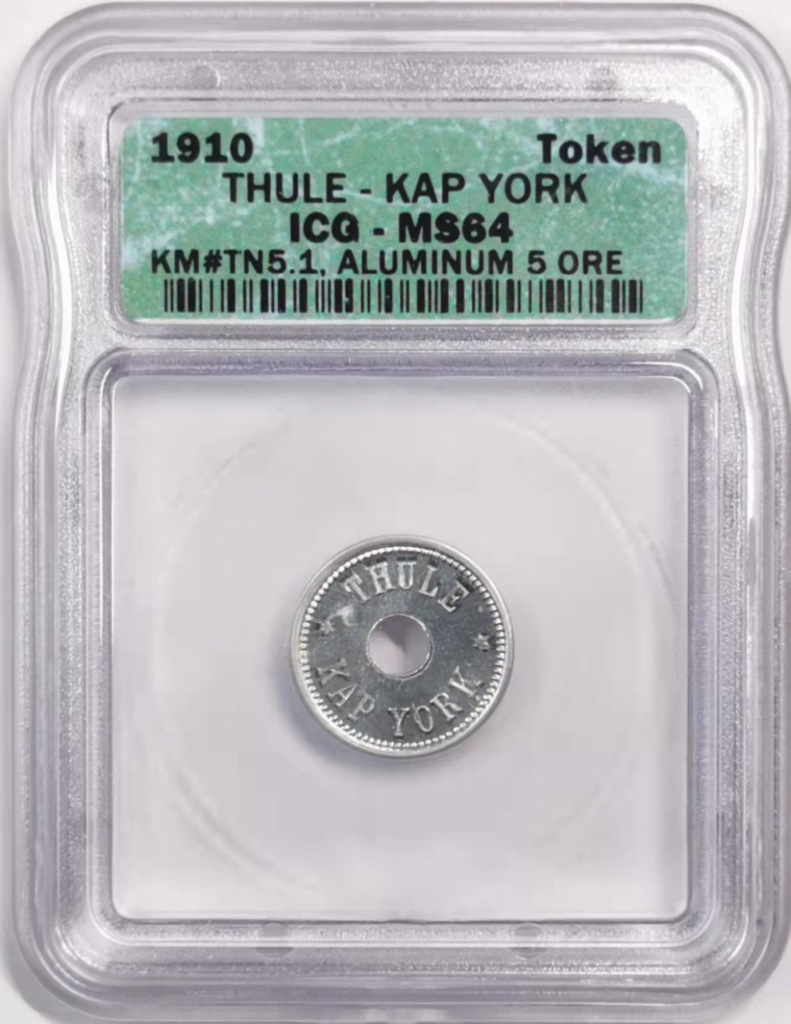 凡希社世界钱币微拍第一百七十九期 1910格陵兰KAP YORK代用币ICG-MS64