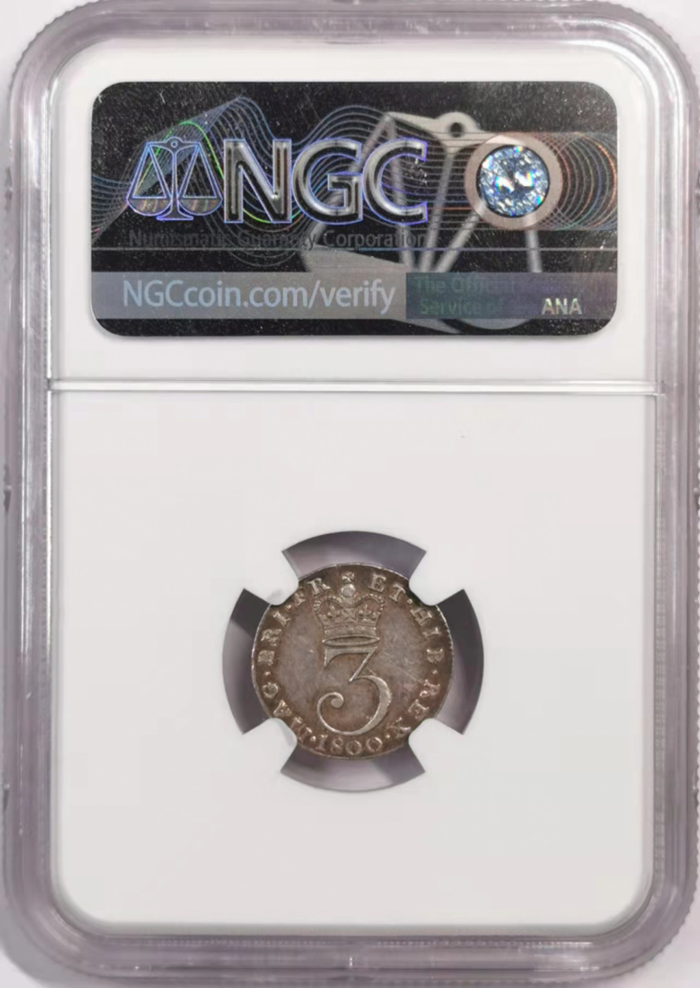 凡希社世界钱币微拍第一百七十九期 1800英国乔三3便士银币NGC-AU50