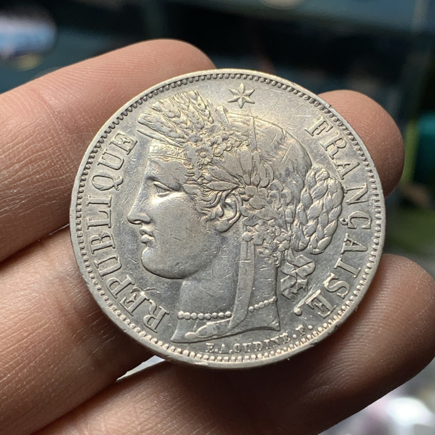 《竞宝斋》钱币微拍-第17场-本周日，周一2场连拍（全场顺丰包邮） 法国 1849-BB年 谷物女神 5法郎 大银币 BB厂是稀少厂名