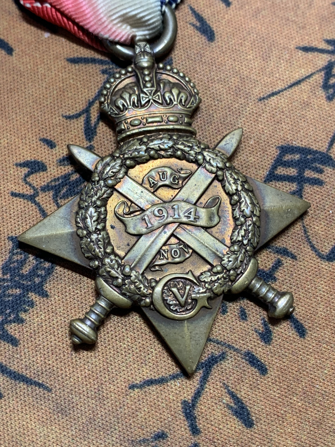 《竞宝斋》钱币微拍-第17场-本周日，周一2场连拍（全场顺丰包邮） 英国 1914年 蒙斯之星奖章 表彰在英国本土以外作战的官兵 背面刻有编号官职姓名和单位 稀少