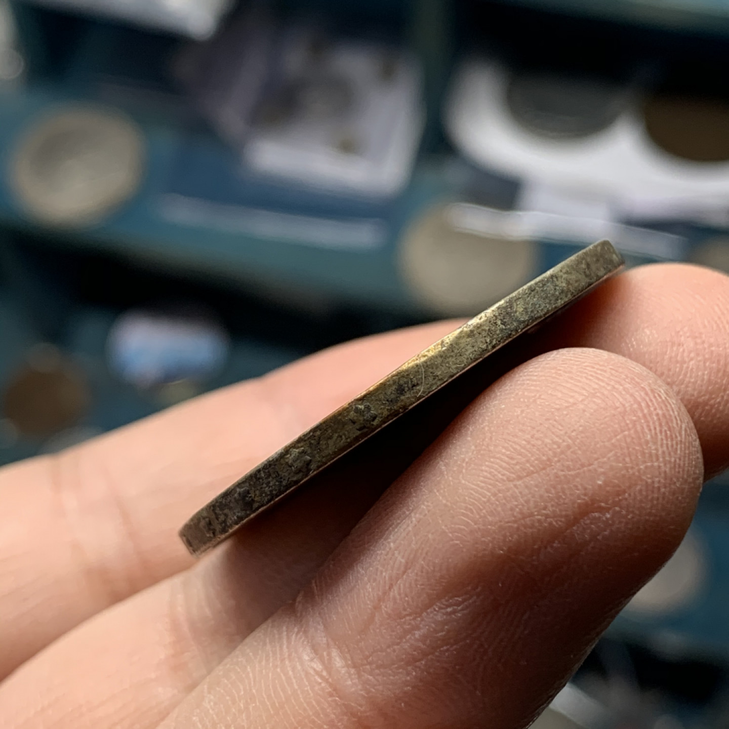 《竞宝斋》钱币微拍-第17场-本周日，周一2场连拍（全场顺丰包邮） 西班牙 1870年 坐人拿花 5比塞塔 大银币 原味好品