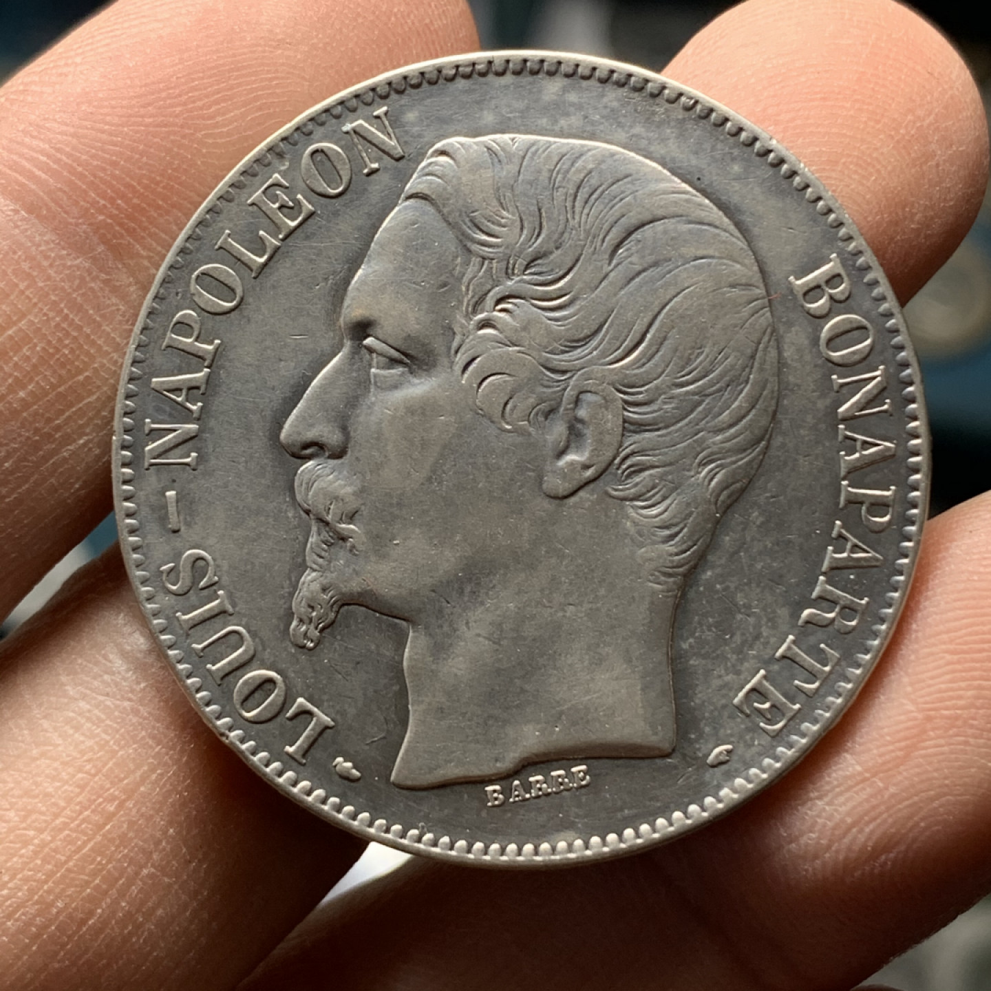 《竞宝斋》钱币微拍-第17场-本周日，周一2场连拍（全场顺丰包邮） 法国 1852年 拿破仑三世 5法郎 大银币 好品难得
