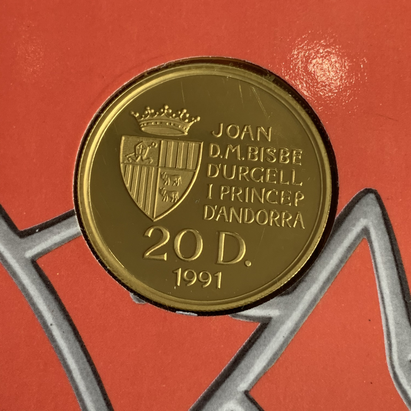 《竞宝斋》钱币微拍-第17场-本周日，周一2场连拍（全场顺丰包邮） 安道尔 1991年 自行车赛 20第纳尔 大银币 原装