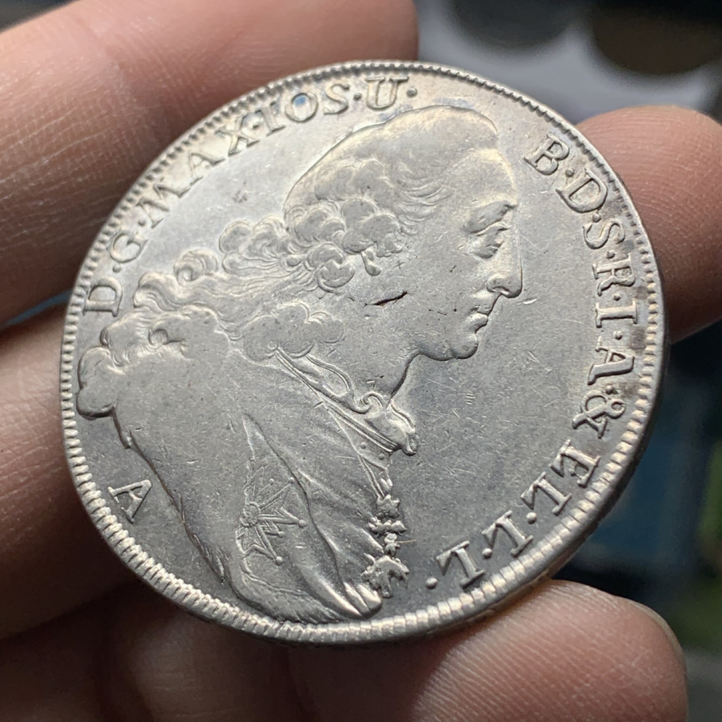 《竞宝斋》钱币微拍-第17场-本周日，周一2场连拍（全场顺丰包邮） 德国巴伐利亚 1773年 圣母抱婴 泰勒 原光好品 细节清晰 AU55-58的品