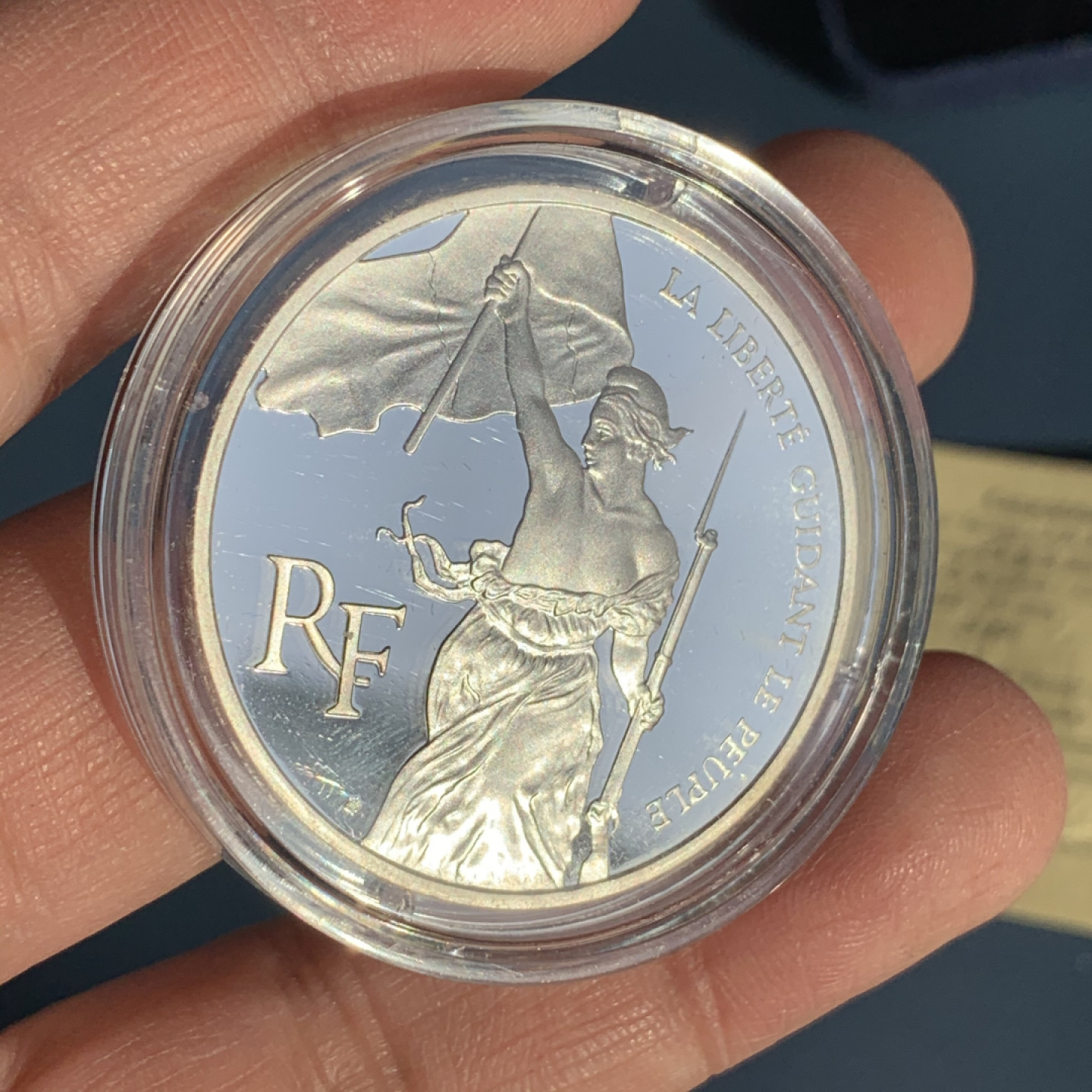 《竞宝斋》钱币微拍-第17场-本周日，周一2场连拍（全场顺丰包邮） 法国 1993年 卢浮宫系列 100法郎 精制银币 原盒证书