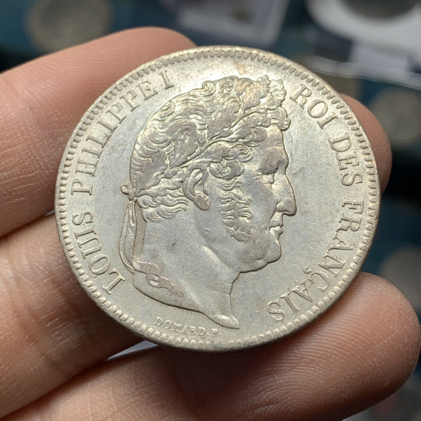 《竞宝斋》钱币微拍-第17场-本周日，周一2场连拍（全场顺丰包邮） 法国 1841年 菲利普一世 5法郎 大银币 原光 花枝和人像面细节清晰 