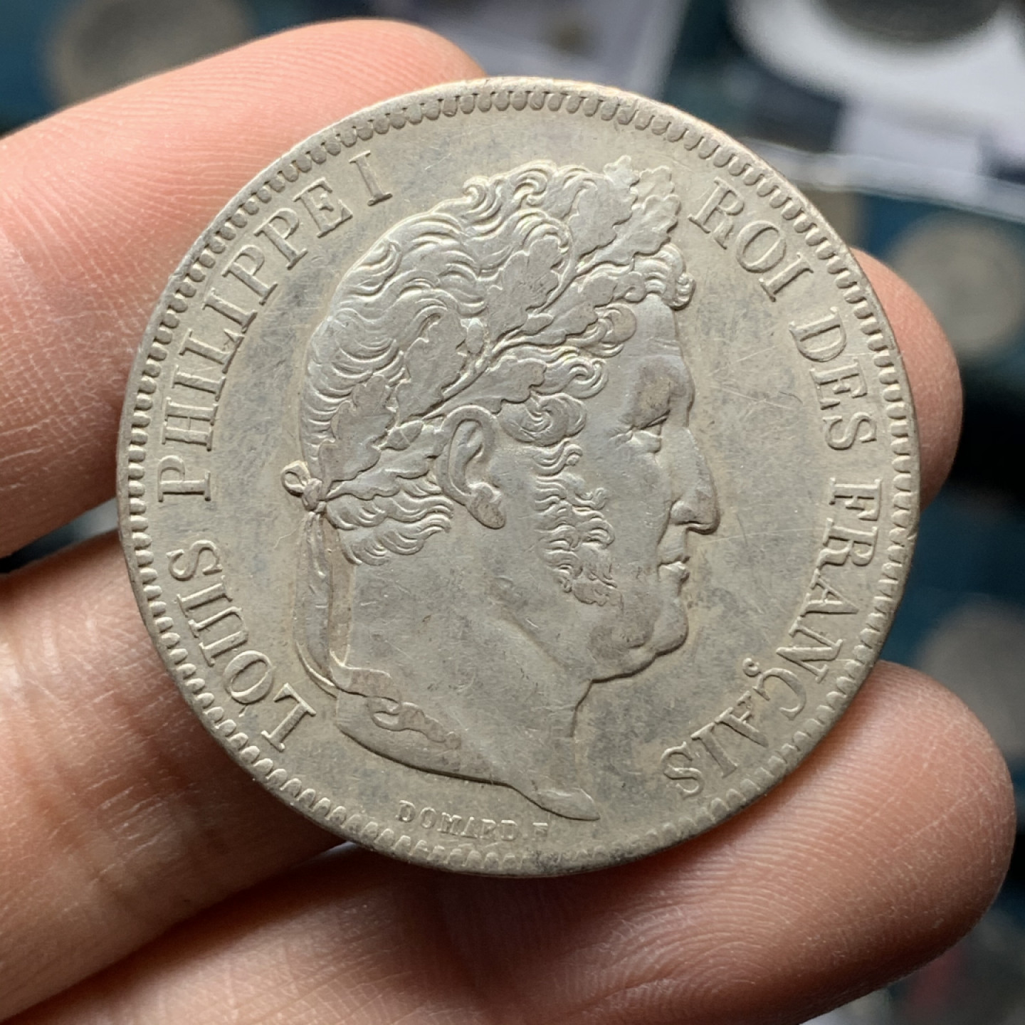 《竞宝斋》钱币微拍-第17场-本周日，周一2场连拍（全场顺丰包邮） 法国 1841年 菲利普一世 5法郎 大银币 原光 花枝和人像面细节清晰 