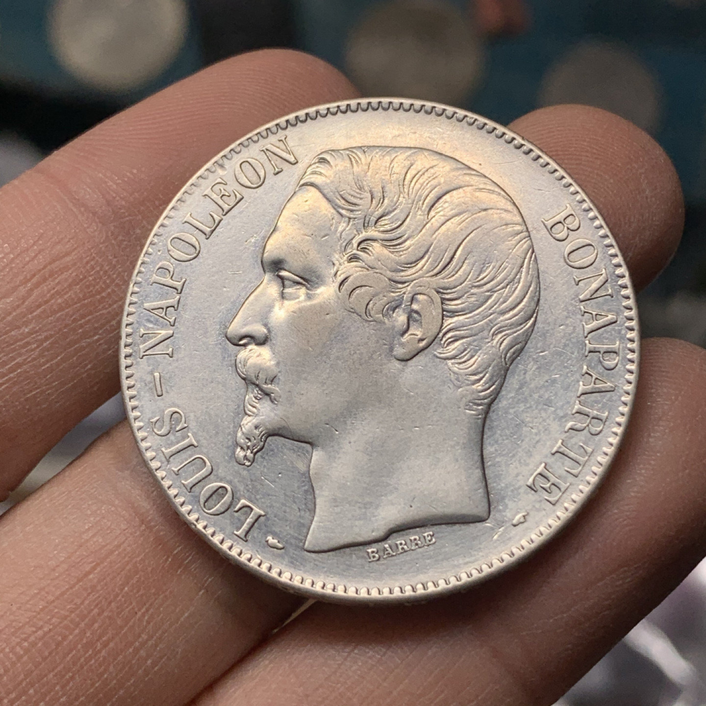 《竞宝斋》钱币微拍-第17场-本周日，周一2场连拍（全场顺丰包邮） 法国 1852年 拿破仑三世 5法郎 大银币 好品难得