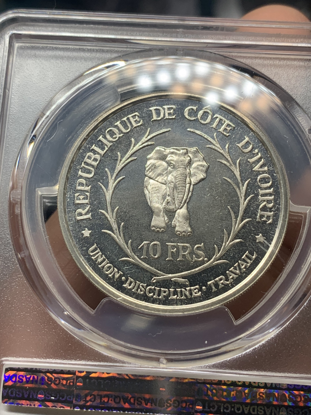 《竞宝斋》钱币微拍-第18场-本周日，周一2场连拍（全场顺丰包邮） PCGS PR67DCAM 科特迪瓦1966年10法郎精制银币