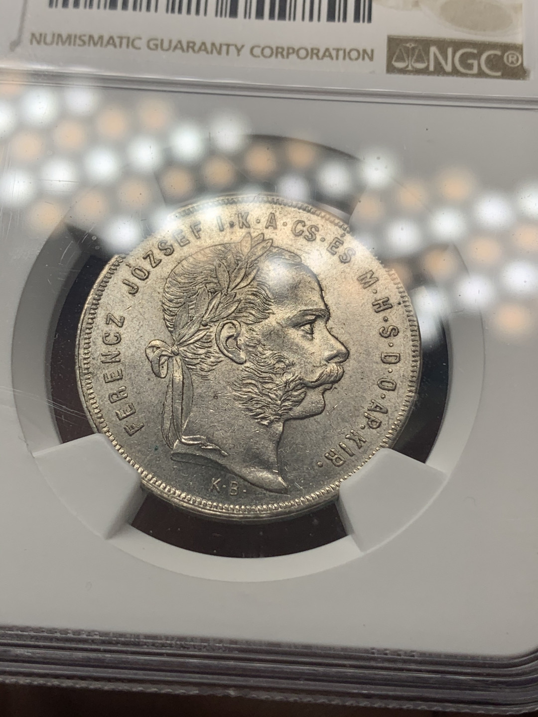 《竞宝斋》钱币微拍-第18场-本周日，周一2场连拍（全场顺丰包邮） NGC MS61 匈牙利1879年1福林银币