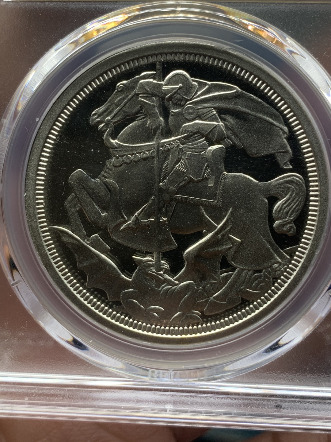 《竞宝斋》钱币微拍-第18场-本周日，周一2场连拍（全场顺丰包邮） PCGS PR66DCAM 英国1911年乔治五世马剑1克朗精制银币（2001后铸）珍稀币目录