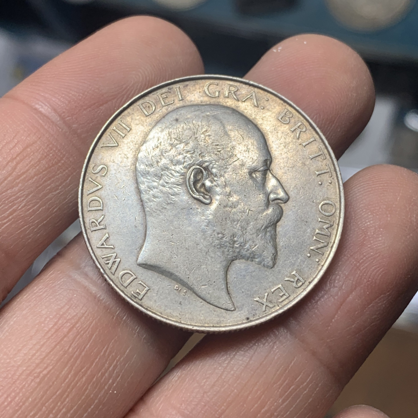 《竞宝斋》钱币微拍-第18场-本周日，周一2场连拍（全场顺丰包邮） 英国1906 爱七1/2 克朗 少见年份 好品相难得 淡彩包浆 