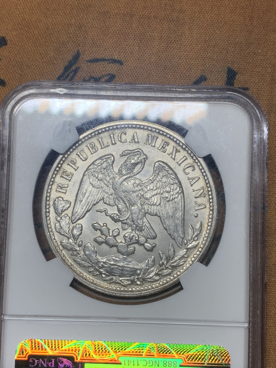 《竞宝斋》钱币微拍-第18场-本周日，周一2场连拍（全场顺丰包邮） NGC评级MS65 1898年墨西哥直边鹰洋（1949国民党后铸） 高分到位可珍藏