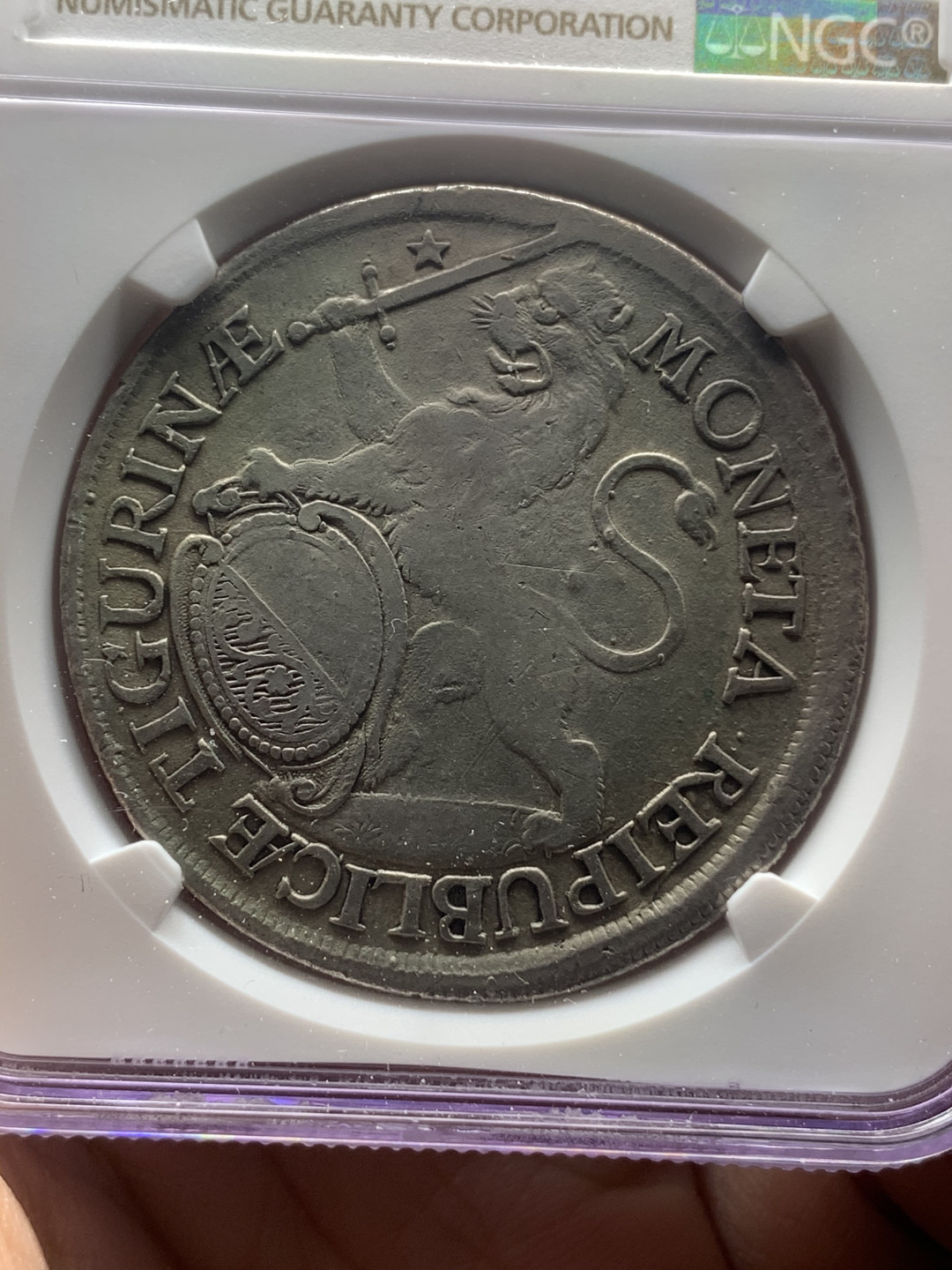 《竞宝斋》钱币微拍-第18场-本周日，周一2场连拍（全场顺丰包邮） NGC XFD 瑞士1736年苏黎世城市景观1泰勒大银币 少见品种，热门城市景观泰勒