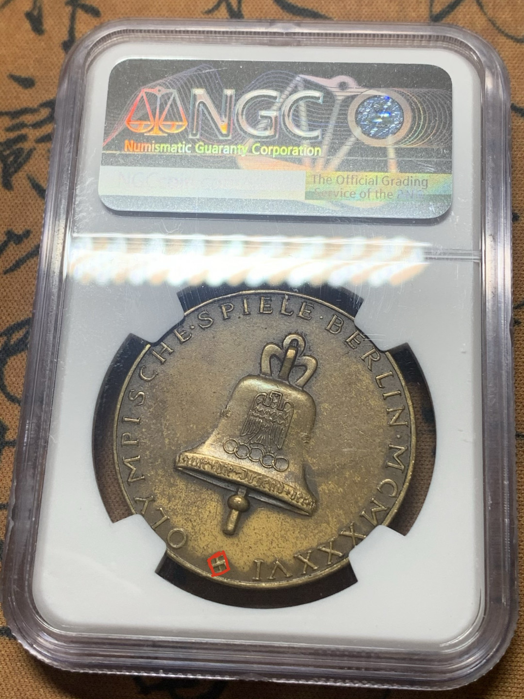 《竞宝斋》钱币微拍-第18场-本周日，周一2场连拍（全场顺丰包邮） NGC-UNC 德国 1936年 柏林奥运会纪念章 德国特殊时期主办的奥运会 原味老包浆 低评有分