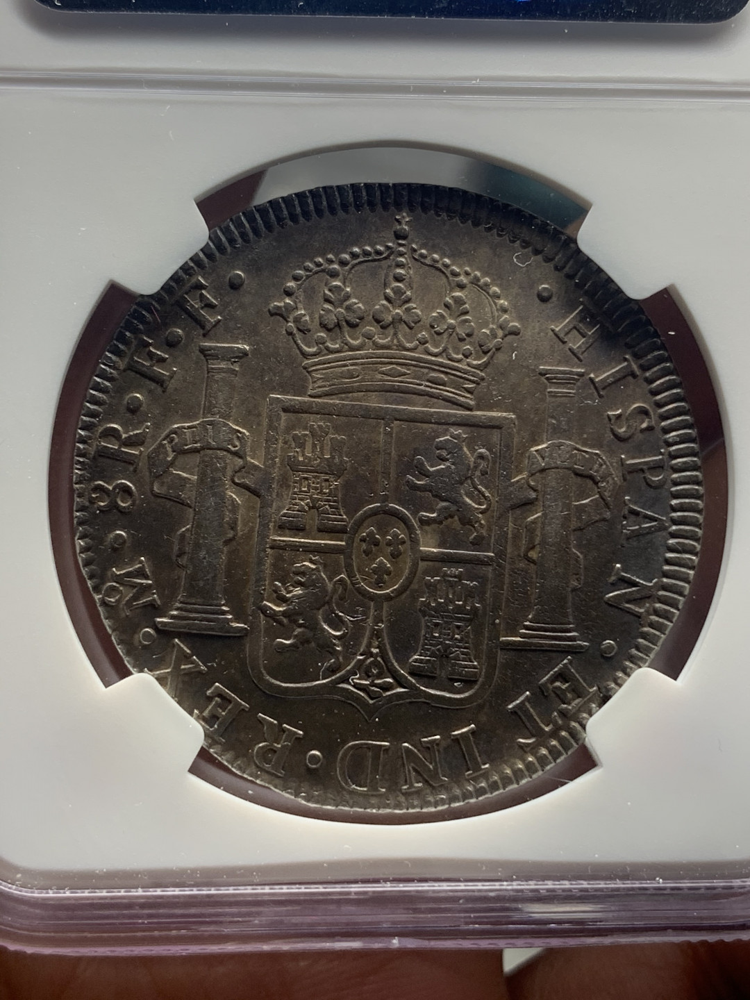 《竞宝斋》钱币微拍-第18场-本周日，周一2场连拍（全场顺丰包邮） NGC 评级 墨西哥 1783年 卡三 8R 大银币 正反深打 味道非常好的一枚