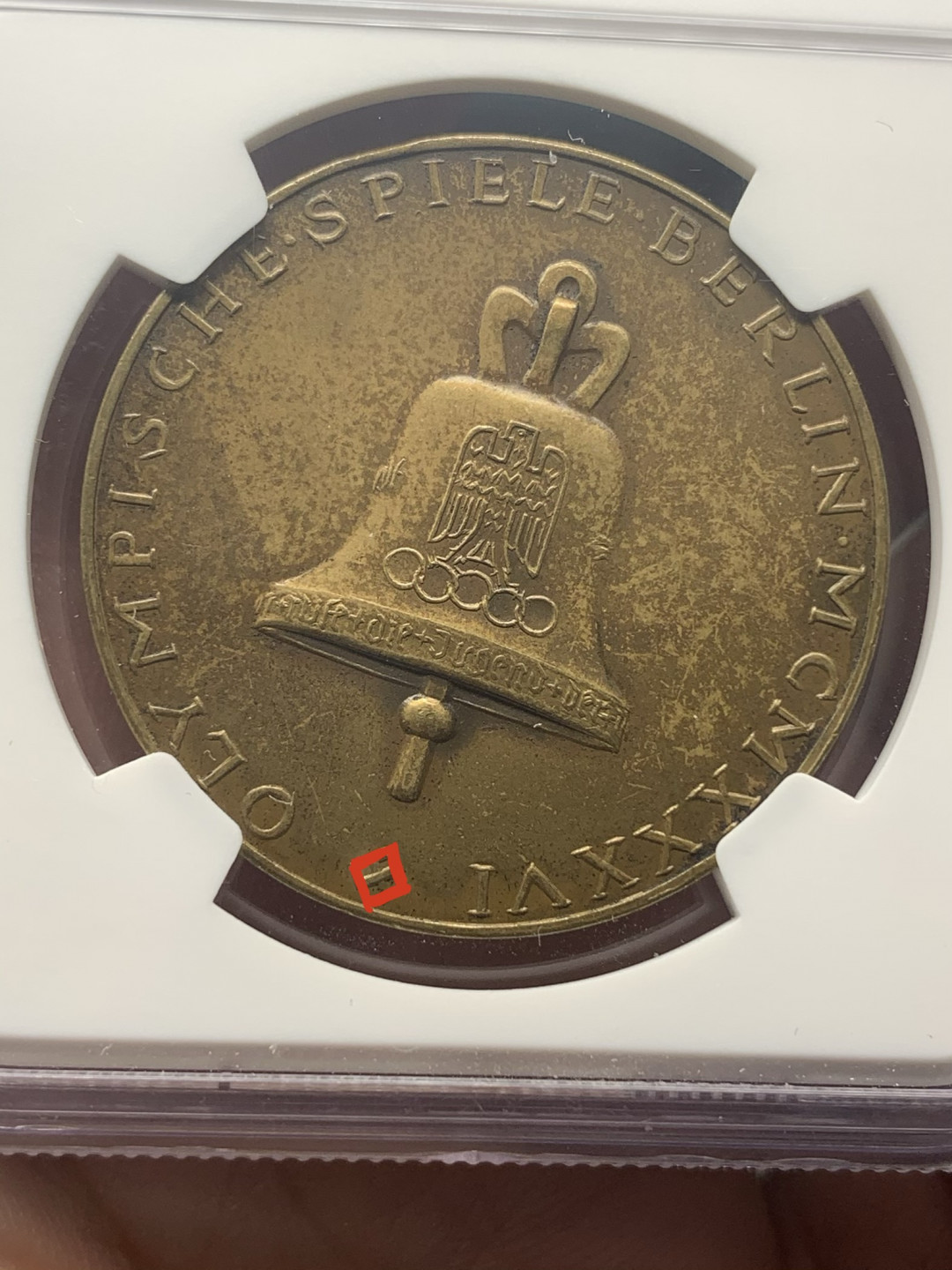 《竞宝斋》钱币微拍-第18场-本周日，周一2场连拍（全场顺丰包邮） NGC-UNC 德国 1936年 柏林奥运会纪念章 德国特殊时期主办的奥运会 原味老包浆 低评有分