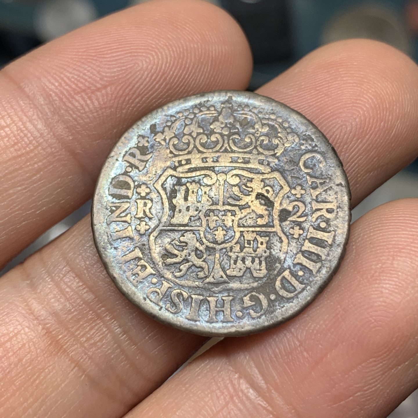 《竞宝斋》钱币微拍-第18场-本周日，周一2场连拍（全场顺丰包邮） 墨西哥 1769年 2瑞尔 地球2角 难得小币