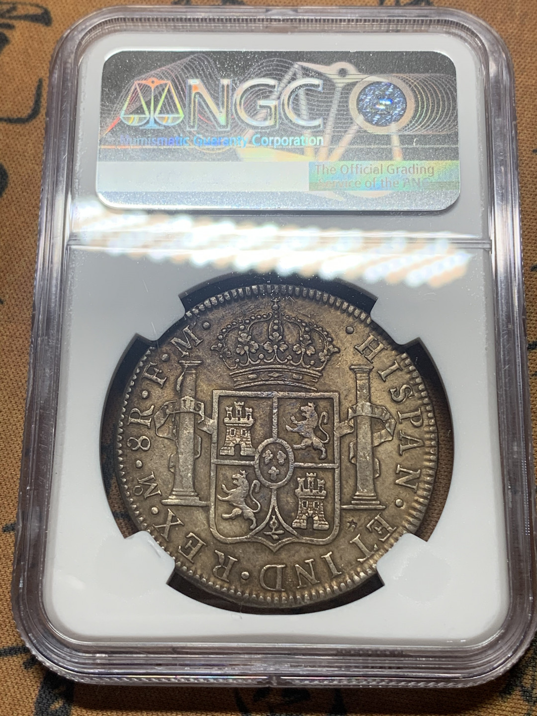 《竞宝斋》钱币微拍-第18场-本周日，周一2场连拍（全场顺丰包邮） NGC 评级 墨西哥 1784年 卡三 8R 大银币 正反深打 原味包浆 难得好细节