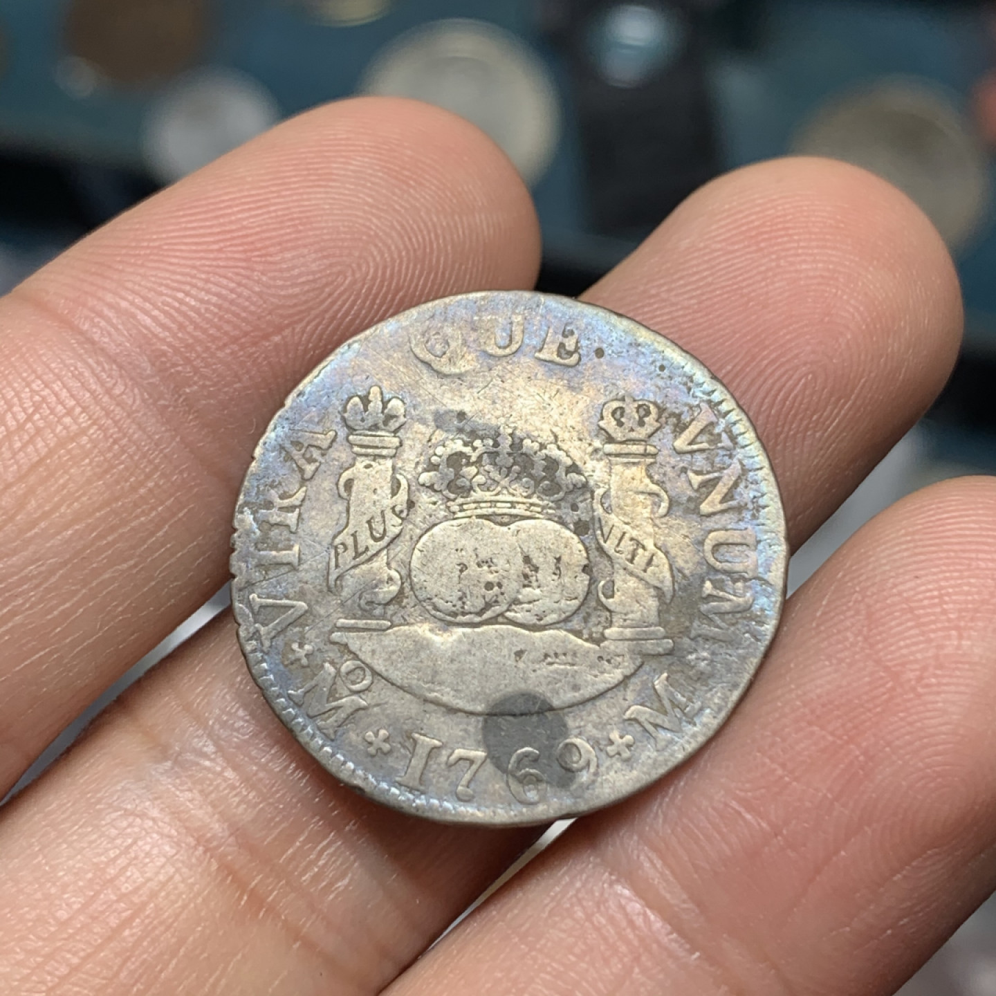 《竞宝斋》钱币微拍-第18场-本周日，周一2场连拍（全场顺丰包邮） 墨西哥 1769年 2瑞尔 地球2角 难得小币