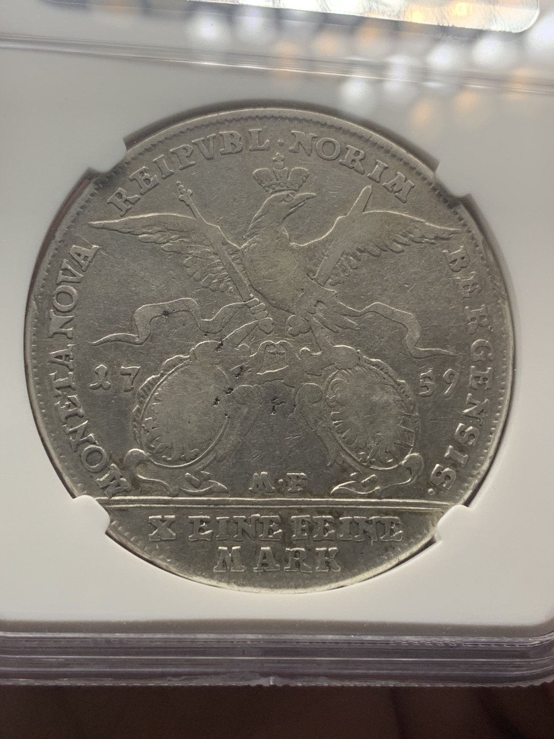 《竞宝斋》钱币微拍-第18场-本周日，周一2场连拍（全场顺丰包邮） NGC-VF20 神圣罗马帝国 1759 纽伦堡弗朗茨一世（大奶妈老公）不死鸟1泰勒 少见品种 有分难得