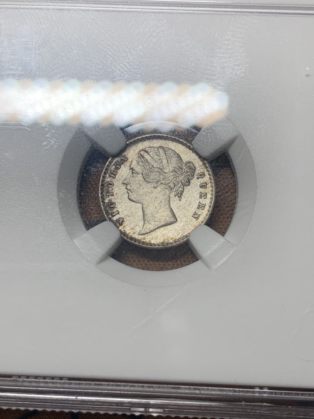 《竞宝斋》钱币微拍-第18场-本周日，周一2场连拍（全场顺丰包邮） NGC-AUD 印度 1841年2安娜银币 发髻清晰  难得好品